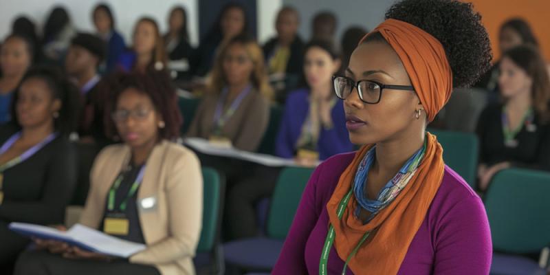 Woman in a lecture theatre